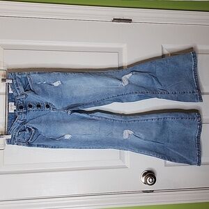 Jessica Simpson Lulu Ultra Flare Distressed Jeans, Girls Size 14